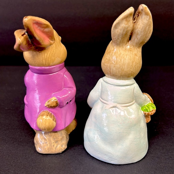 Vintage anthropomorphic hand painted Mr&Mrs.Rabbit figurines - Picture 4 of 10